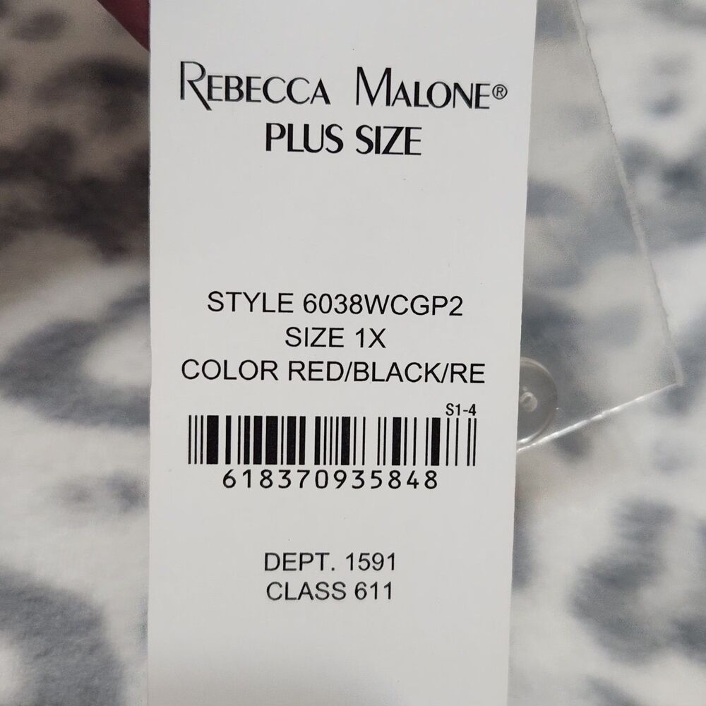 Rebecca Malone Blouse Size 1X Black Red Color Poncho Attached - Picture 11 of 16